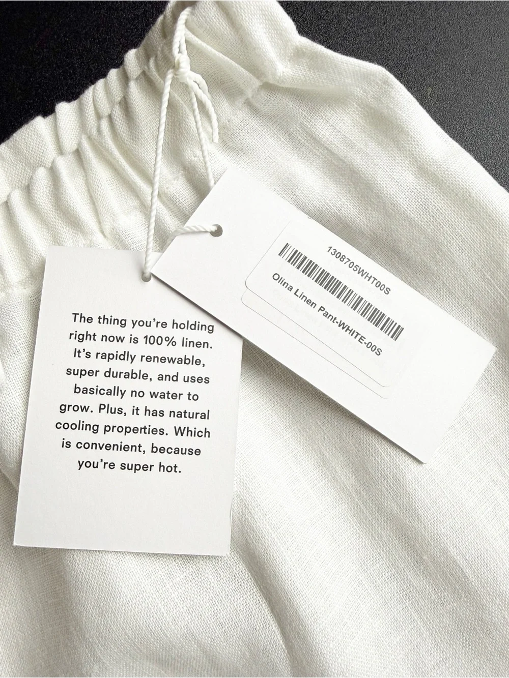 REFORMATION OLINA Tie Waist Linen Pants - White - Small